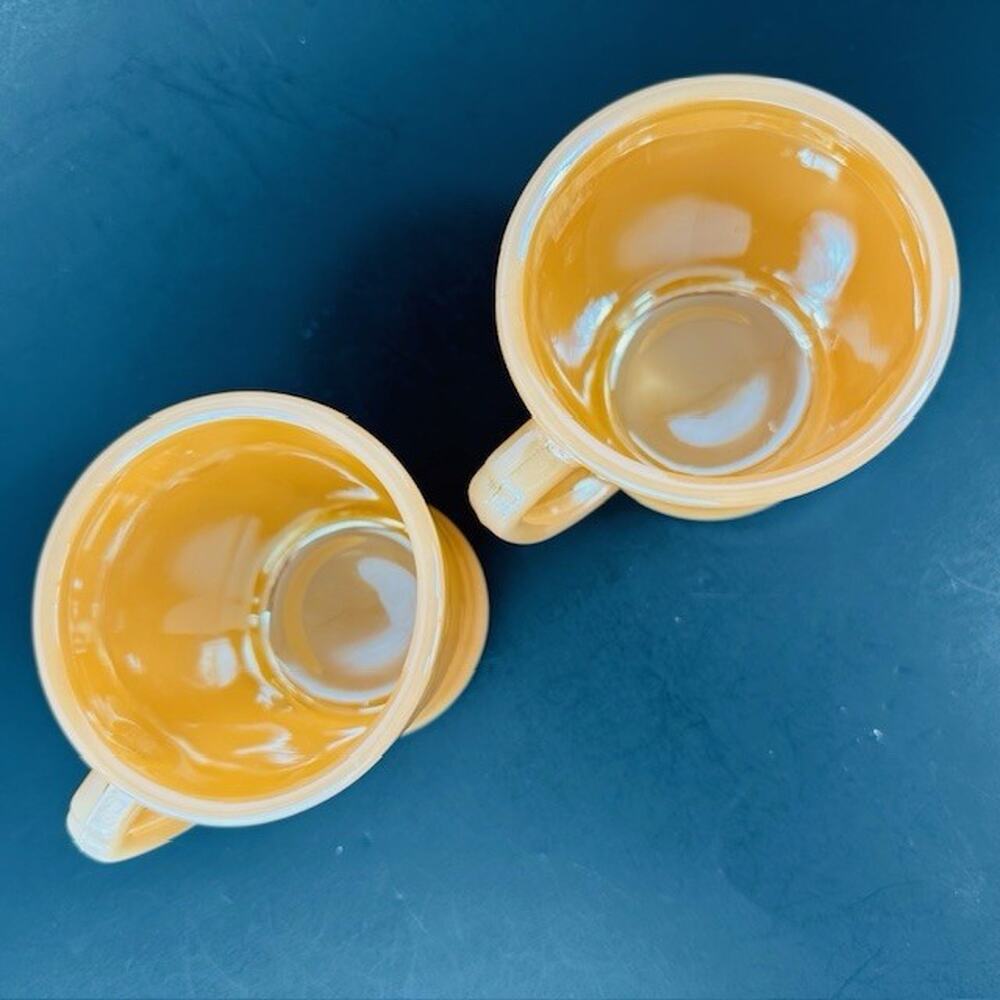 Anchor Hocking Fire King 2 Peach/Orange Lustre Mug/Cup D Handle Iridescent VTG - Picture 4 of 16